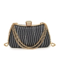 Elegant black evening clutch bag with gold glitter wave patterns and rhinestone buckle - Black