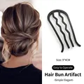 Eenvoudige zwarte 9x4cm golvende haarvork voor elegante knotstyling en fixatie - 9x4cm / ABS-kunststof / Zwarte 4-Tands Insteekkam