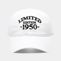Dettaglio del ricamo 1950 Limited Edition su un cappellino da baseball in cotone bianco - 1950 Bianco