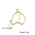 Macro view of gold 304 stainless steel dog charm showing 10.1x10.3mm size and 0.2g weight - Dog Head / Gold