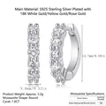 Minimalist S925 silver hoop earrings with 1.0CT black moissanite and 18K gold plating - Silver/E13006