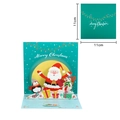 3D Pop-up Christmas card in green with Santa, penguin, and snowman, 11x11cm size - Green