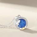 Sterling zilveren ring met blauwe emaille vlinder hanger en fonkelende zirkoon details - Vlinder Ontmoeting Ketting / Vlinder Droom Ketting Dames
