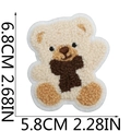 Detail of curly bear embroidery patch with 6.8cm size dimensions for DIY bags - Beige and Brown Teddy Bear (5号)