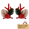Christmas reindeer antler hair clips with red bows and green pine needle accents - Red Antler Elk Ears Style
