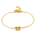 Minimalist gold-plated stainless steel chain bracelet featuring a zircon-inlaid letter B - Letter B Style (KB117680-KLB)