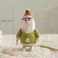 Handmade 15cm wool felt Santa Claus figurine in green and brown for Christmas decor - Green Santa Claus