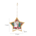 Luminous wooden star Christmas ornament with Santa and tree motif, 11x11x3cm dimensions - Five-star / Gray Hat Gnome