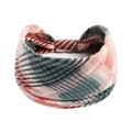 Elastisches Yoga-Stirnband aus Baumwolle mit rosa-grauem Karomuster für Damen - Rosa Orange Grau Weiß Kariert Gefaltet(#161)