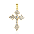 Ciondolo a croce in oro lucido con pietre di zircone cubico micro-incastonate - Stile 2 / Oro