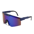 Blue cycling sunglasses with matte splattered frame and purple gradient mirror lens - C12 Blue Yellow Splatter