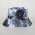 Fashionable black and white tie-dye bucket hat in canvas for sun protection and travel - M (56-58cm) / Black
