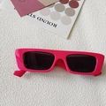 Fashionable rose pink rectangular sunglasses with dark lenses for a trendy summer look - Large Rectangular Frame / Saffron Red