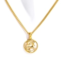 Gold plated 18k titanium steel necklace with Capricorn shell coin and small diamonds - Capricorn - Gold