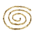 Minimalist gold link necklace with geometric rectangular links and lobster clasp - Gold Necklace (KN230510-KFC)