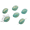 Teal baroque oval beads with gold floral patterns for DIY jewelry, size 14x7mm - #19 Rhombus Bead 50pcs/pack