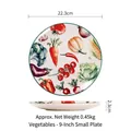 9-inch round ceramic dinner plate featuring colorful vegetable pattern on white base - Vegetable (9 Inch)