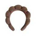 Brown sponge headband with textured towel cloth material in a high top cloud style - Dark Coffee Terry Headband