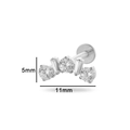 Silver G23 titanium curved labret stud with five white cubic zirconia stones 11mm - Five Stones Row Inlay Curved Style-Silver (T2503-3#银)