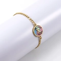 Gold stainless steel bracelet with a shell-style pendant featuring the letter X detail - Abalone Shell / Letter X / Colorful