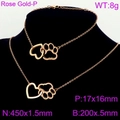 Collar de acero inoxidable en oro rosa con colgante de huella y corazón en un busto - Pulsera / Oro Rosa (KS116544-K)