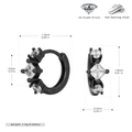 Detaillierte Größenangaben für 925er Sterlingsilber-Ohrringe mit 5A Zirkonia-Steinen - 925er Silber / 925 Silber Gewehrschwarz Vergoldet
