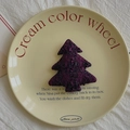 Dark purple tweed Christmas tree ornament with sequins on a cream ceramic plate - Christmas Tree A-06 / Deep purple