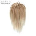 Golden blonde ponytail hair piece with beach blonde tips for high crown volume styling - Golden Blonde and Beach Blonde Tips