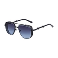 Steampunk sunglasses with black metal frame, side mesh shields and blue gradient lenses - C6 Glossy Black Frame Gray Blue Lens