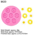 Pink silicone daisy sunflower mold with realistic petal texture and resin samples - 4# Pink B620