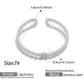 Adjustable silver stainless steel ring featuring beaded texture and a white zircon stone - Size 7 / Zircon Beaded Style (Y175)-Silver