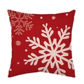 Fundas de cojín navideñas de lino rojo con patrón de copo de nieve blanco, decoracion. - Estilo 11
