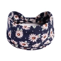 Böhmisches dunkelblaues Yoga-Stirnband aus Baumwolle mit weißen Gänseblümchen-Mustern - Navy Weiß Gänseblümchen Punktmuster(#186)