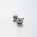 Square titanium steel stud earring with clear zircon and flat screw back closure - Square Zirconia Style (A114-1#)