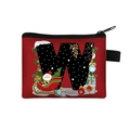Christmas alphabet coin purse with letter W print, Santa and festive gift box design - Letter W