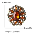 Vintage gold alloy flower brooch with amber stones and sparkling rhinestones for women - Brown