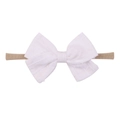 White macaron bow headband for babies made of soft nylon with high elastic band - White