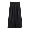 Chic high-waisted wide leg black trousers with pleated front for women's business casual look - XS / Wide Leg Pants