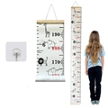 Wooden canvas height chart for kids featuring animal prints with a scale up to 190cm - East African Savannah