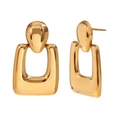 Orecchini Rettangolari Con Cuciture Geometriche Cave - Oro