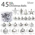 45-piece silver Christmas ornament set featuring assorted metallic and glittery holiday balls - 45 Pieces Of Christmas Balls (silver)