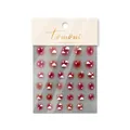 3D embossed nail art stickers with red blush gradient clouds and white star patterns - Blush Clouds and Stars (to2785)