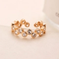 Elegant gold-plated bubble ring with sparkling round cubic zirconia stones and adjustable band - Gold (D9408)
