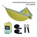 Yellow and light blue 270x140cm parachute nylon camping hammock with black straps - 270x140cm / Elastic Band Style / Tender Green/Mint Green/Lake Blue