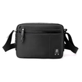 Borsa a tracolla da uomo in nylon nero con doppie cerniere e tracolla regolabile in tela - Nero Tinta Unita