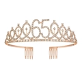 Corona di compleanno oro rosa con numero 65 e strass di cristallo scintillanti - 65 anni