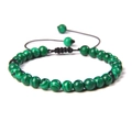 Adjustable hand-woven bracelet featuring 6mm green malachite beads with black cord - 6mm / Green Peacock Stone