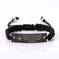 Handwoven black rope bracelet with polished black stainless steel engraved plate - Behind you all your memories (Graduation)
