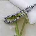 Faceted 6mm silver gray hematite glass crystal beads for jewelry and phone chains - 4*6mm (Approx. 100pcs) / Silver White