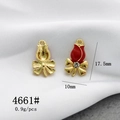 Detail of red tulip charms with rhinestones showing dimensions 17.5mm by 10mm - 4661# Red Rose with Bowknot Rhinestone